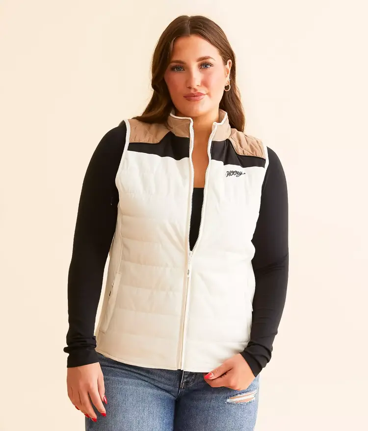 HOOey Ladies Packable Vest Cream w/Tan & Black