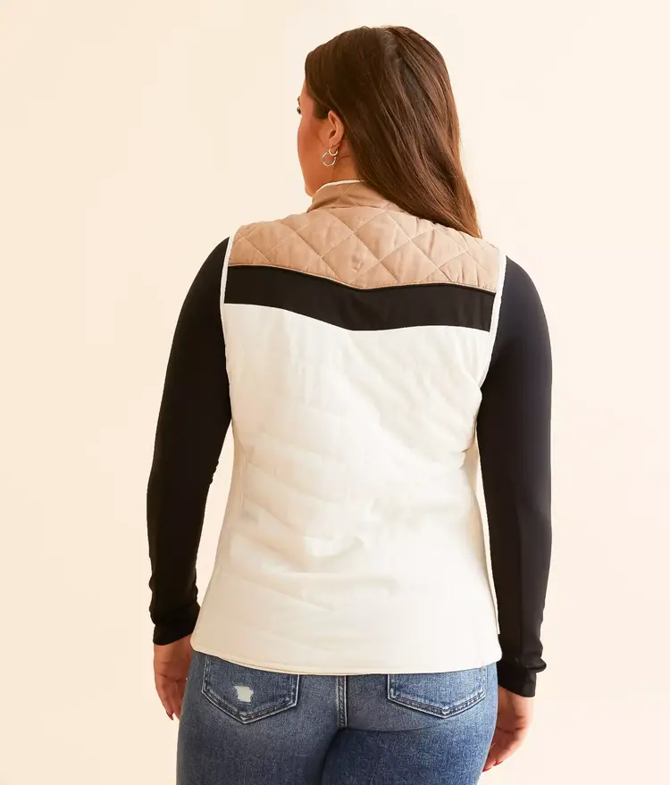 HOOey Ladies Packable Vest Cream w/Tan & Black
