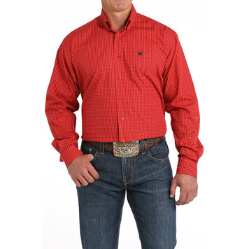 Cinch Money Print Button Down Shirt Red
