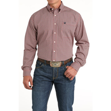 Cinch Geometric Print Button Red