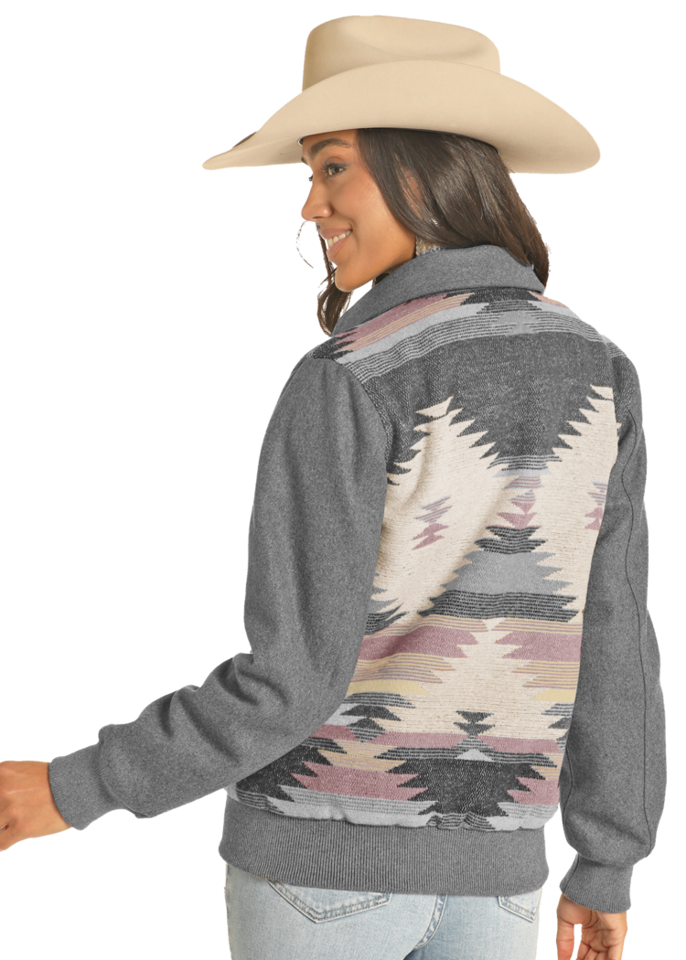 Powder River Aztec Wool Bomber Grey