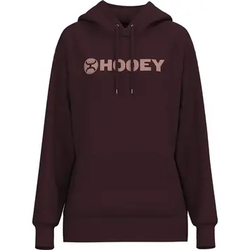 HOOey Ladies Hooey Logo Hoodie Maroon with Pink