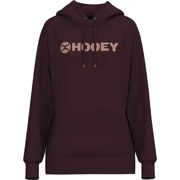 HOOey Ladies Hooey Logo Hoodie Maroon with Pink