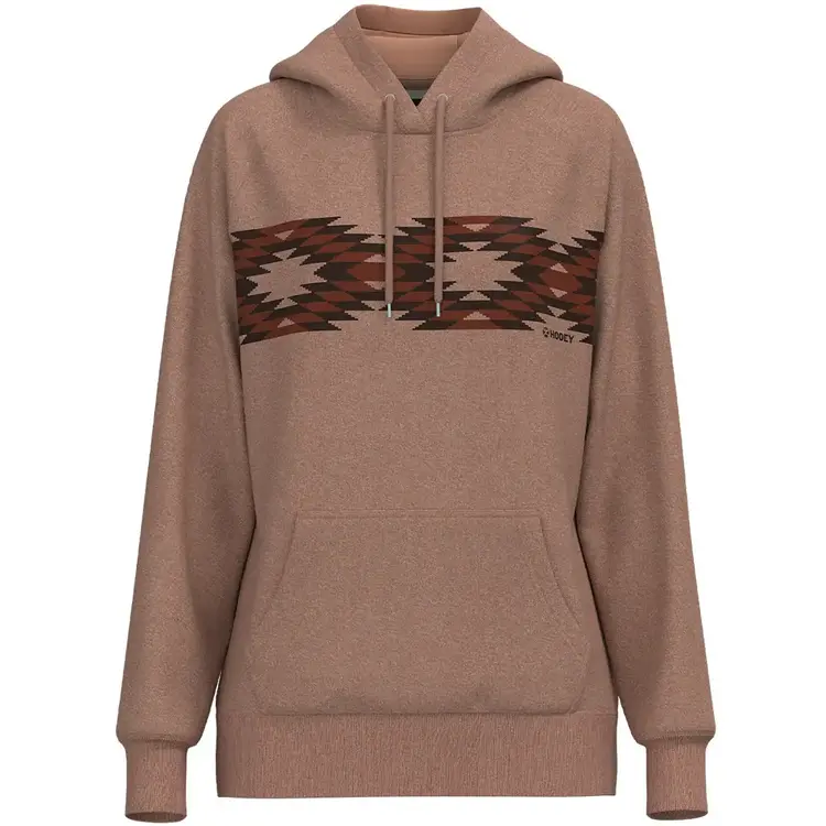 HOOey Ladies Polar Fleece Hoodie Pink with Aztec Print