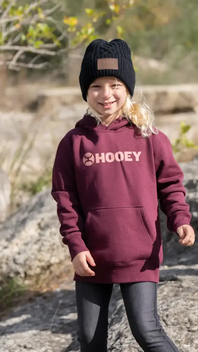 HOOey Girls Hooey Logo Hoodie Maroon with Pink