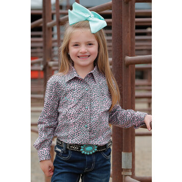 Cruel Denim Leopard Print Snap Pink Turquoise