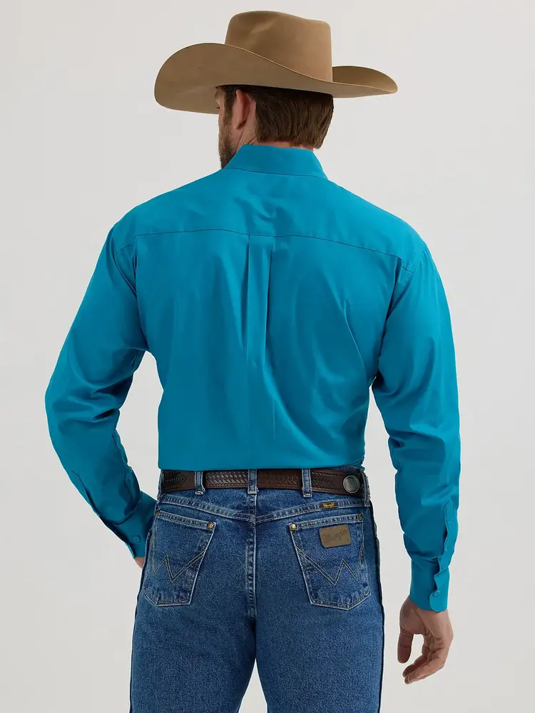 Wrangler George Strait Two Pocket Shirt in Solid Teal