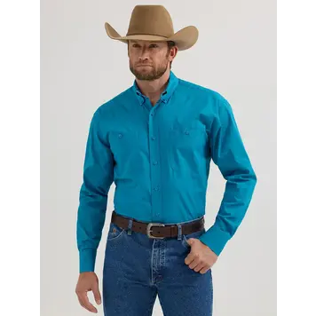Wrangler George Strait Two Pocket Shirt in Solid Teal