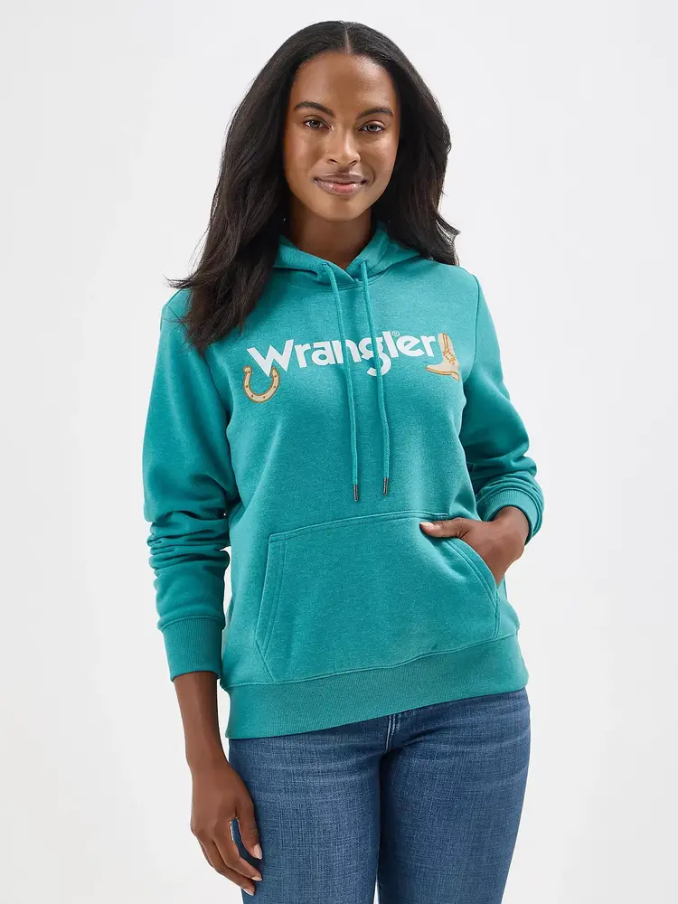 Wrangler Horseshoe Boot Hoodie in Green Blue Slate