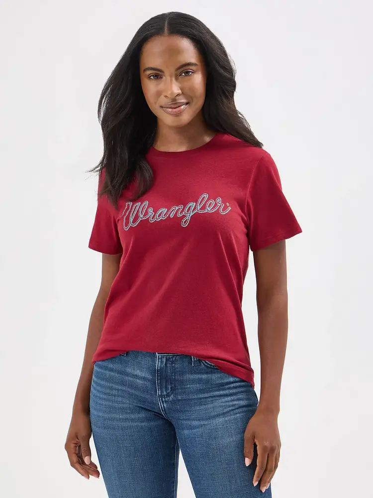 Wrangler Rope Logo Tee in Biking Red