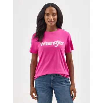 Wrangler Shadow Kabel Logo Vibrant Tee in Very Berry