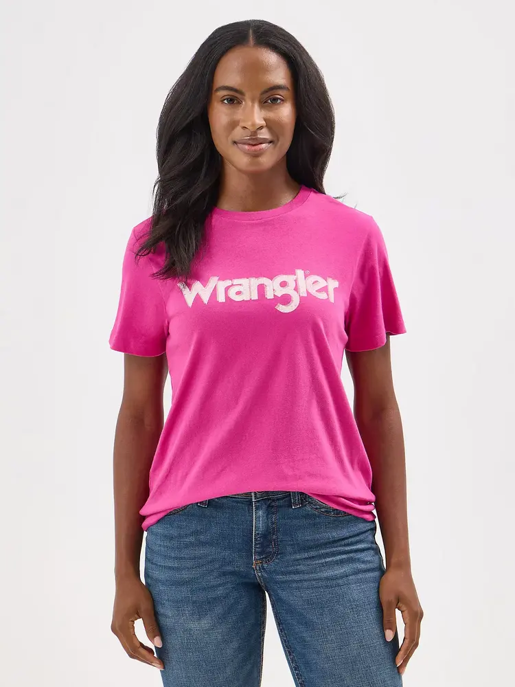 Wrangler Shadow Kabel Logo Vibrant Tee in Very Berry