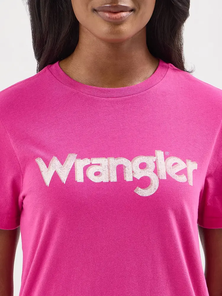 Wrangler Shadow Kabel Logo Vibrant Tee in Very Berry