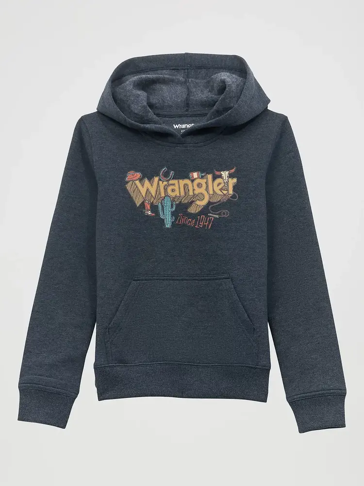 Wrangler Icons Pullover Hoodie in Dark Sapphire