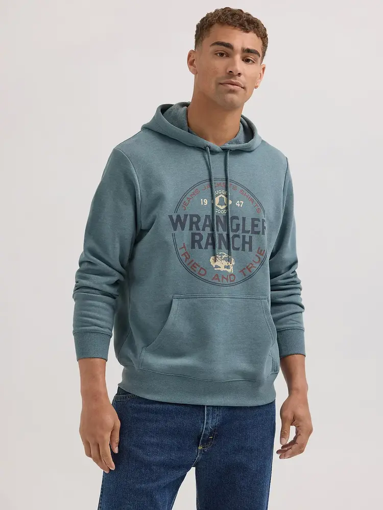 Wrangler 1947 Logo Hoodie in Goblin Blue