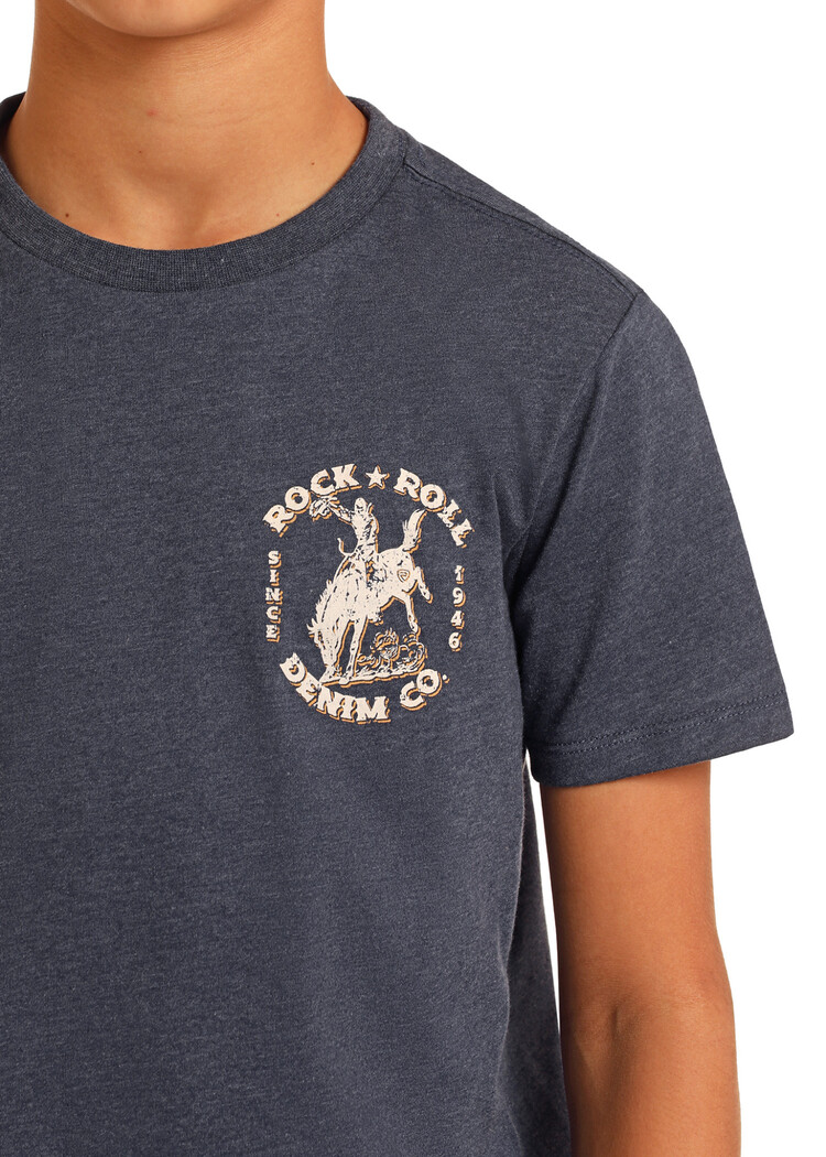 Rock & Roll Denim Graphic Bronco Tee Indigo