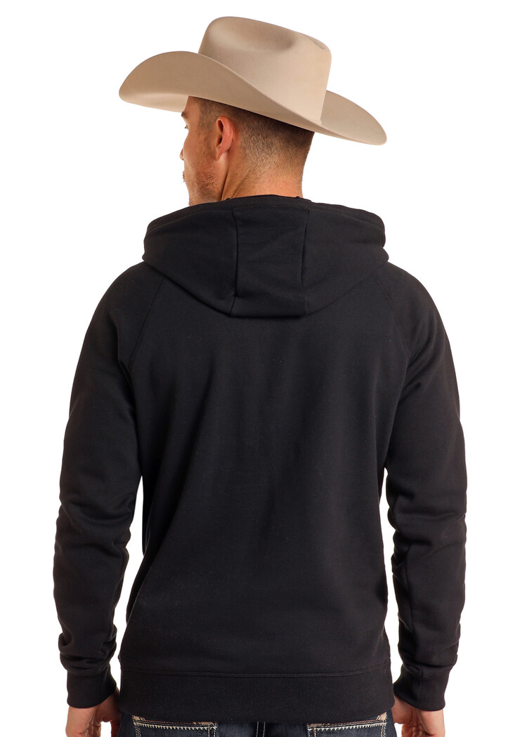 Rock & Roll Denim Skull Aztec Hoodie Black