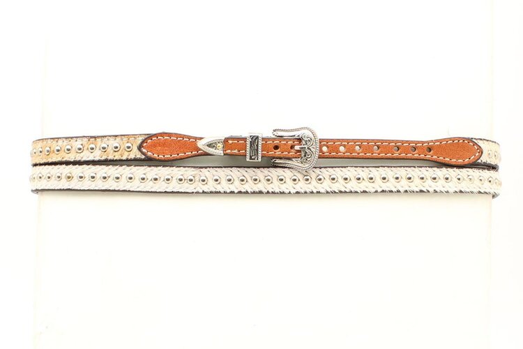 Double S Collection 3/8" Calf Hair Hatband Light Brown