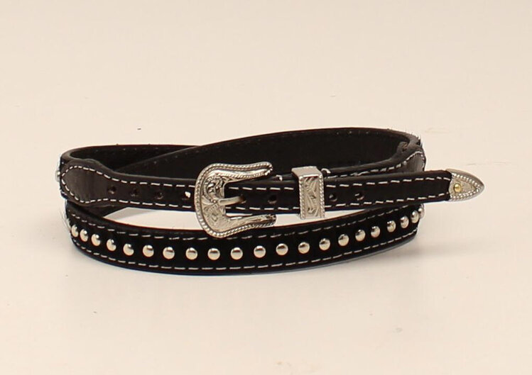 Double S Collection 3/8" Calf Hair Hatband Black