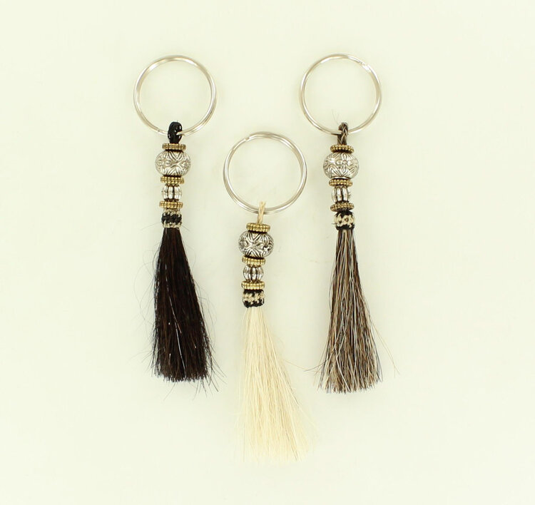 Double S Collection Horse Hair Metal Beads Key Ring