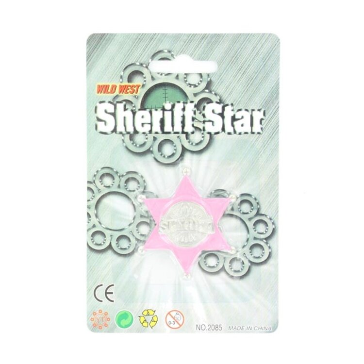 Wild West Sheriff Star Badge Pink