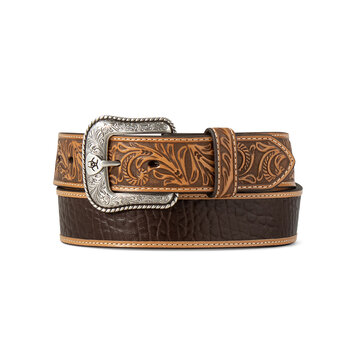 Ariat Accessories Crocodile Inlay Embossed Tabs Brown Belt