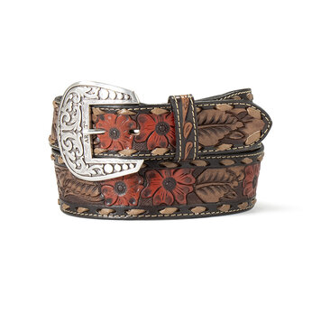 Ariat Accessories Red Hibiscus Brown and Black Belt