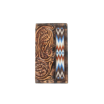 3D Belt Hand Tooled Scroll Embroidered Inlay Rodeo Wallet
