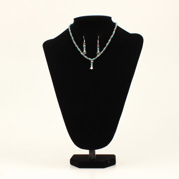 Silver Strike Turquoise Beaded Necklace Pendant Set