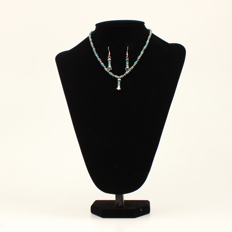 Silver Strike Turquoise Beaded Necklace Pendant Set