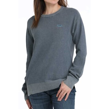 Cinch Jacquard Pullover Sweater Light Blue