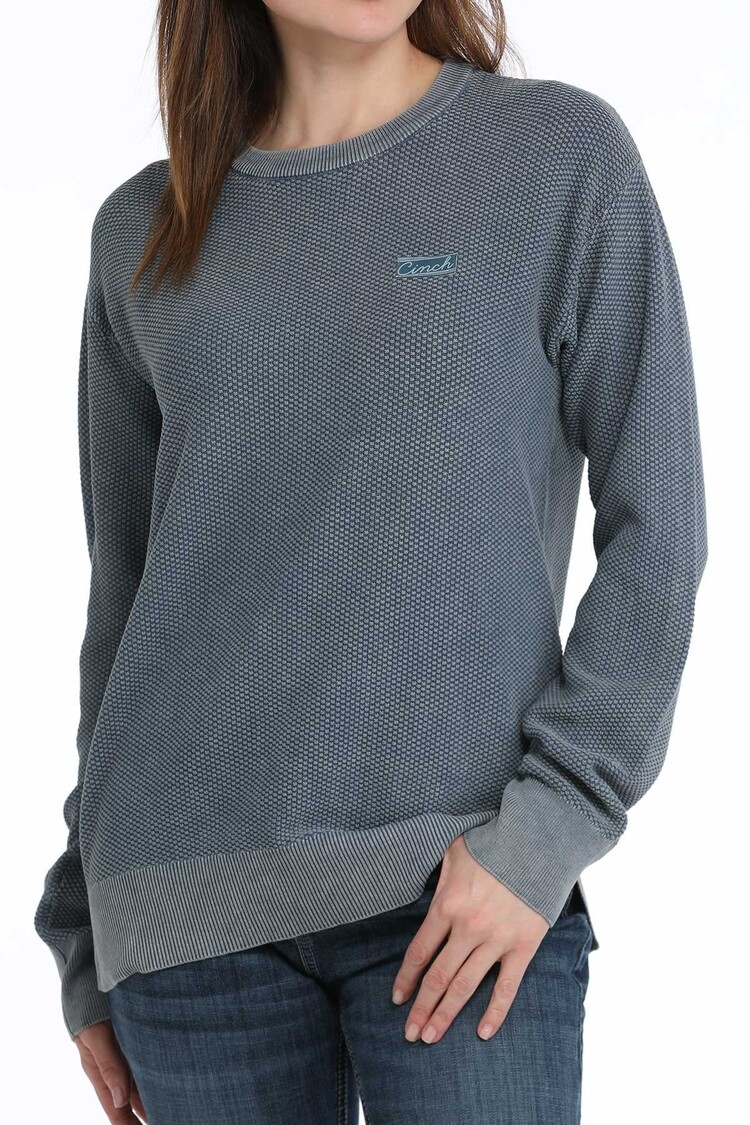Cinch Jacquard Pullover Sweater Light Blue