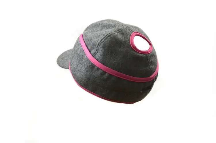 Crown Cap Wool Blend Railroad Hat Grey Pink