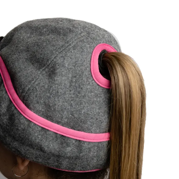 Crown Cap Wool Blend Railroad Hat Grey Pink