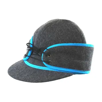 Crown Cap Wool Blend Railroad Hat Charcoal Blue