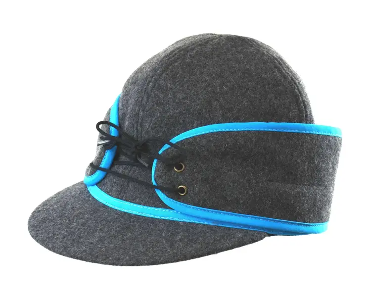 Crown Cap Wool Blend Railroad Hat Charcoal Blue