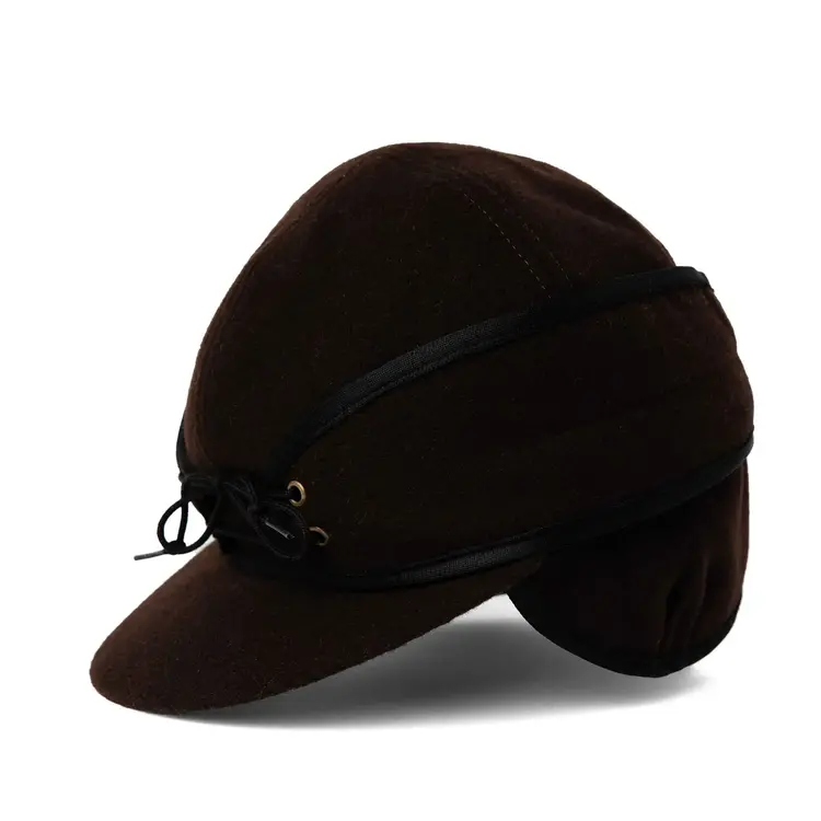 Crown Cap Wool Blend Railroad Hat Brown
