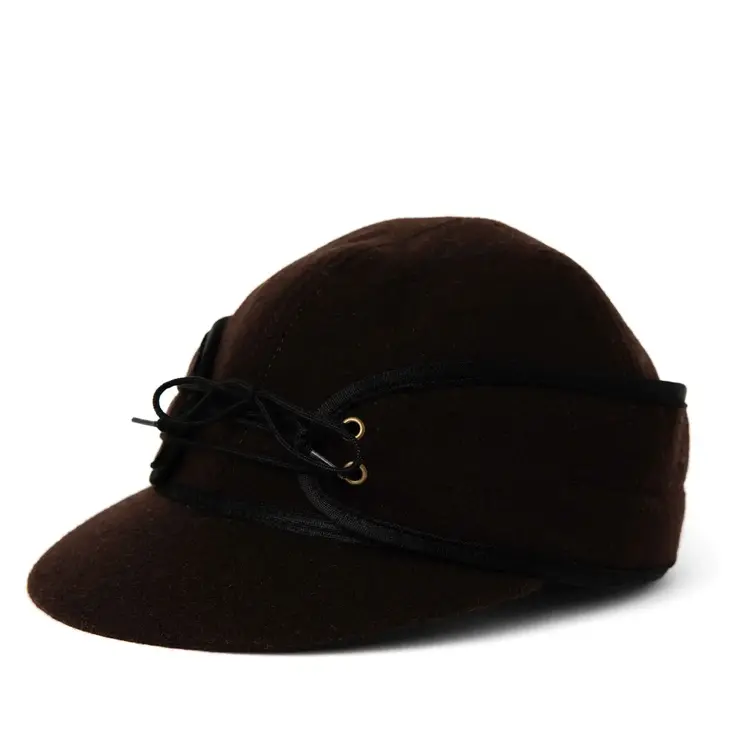 Crown Cap Wool Blend Railroad Hat Brown