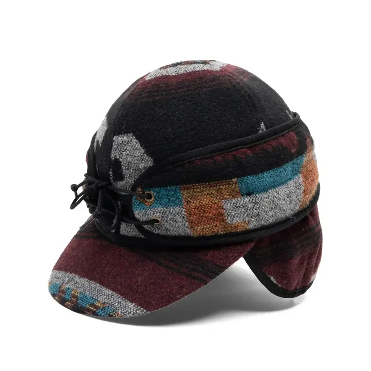 Crown Cap Aztec Railroad Hat Burgundy Mix Ponytail