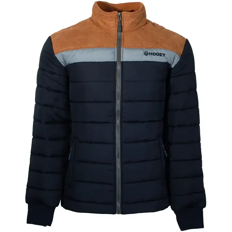 HOOey Puffer Jacket Navy and Tan
