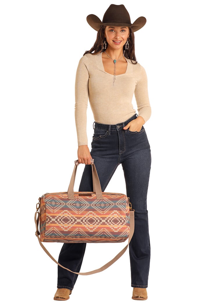 Rock & Roll Denim Aztec Duffle Bag Rust