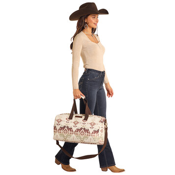 Rock & Roll Denim Aztec Duffle Bag Eggshell