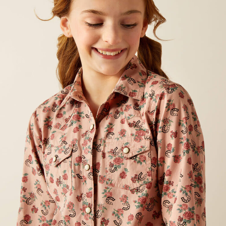 Ariat Youth Flowers n' Horseshoes Snap Shirt