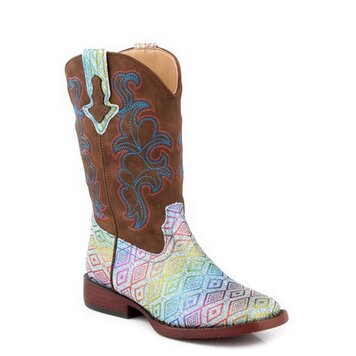 Roper Youth Maya Blue Aztec Glitter