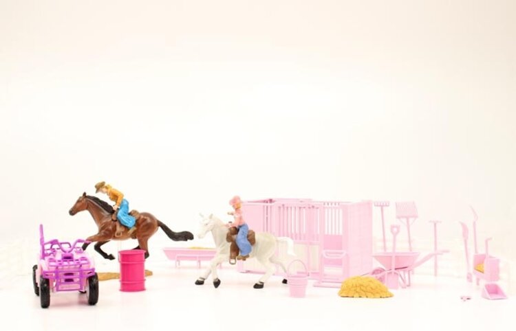 Bigtime Barnyard Pink 4 Wheeler & Stable Set