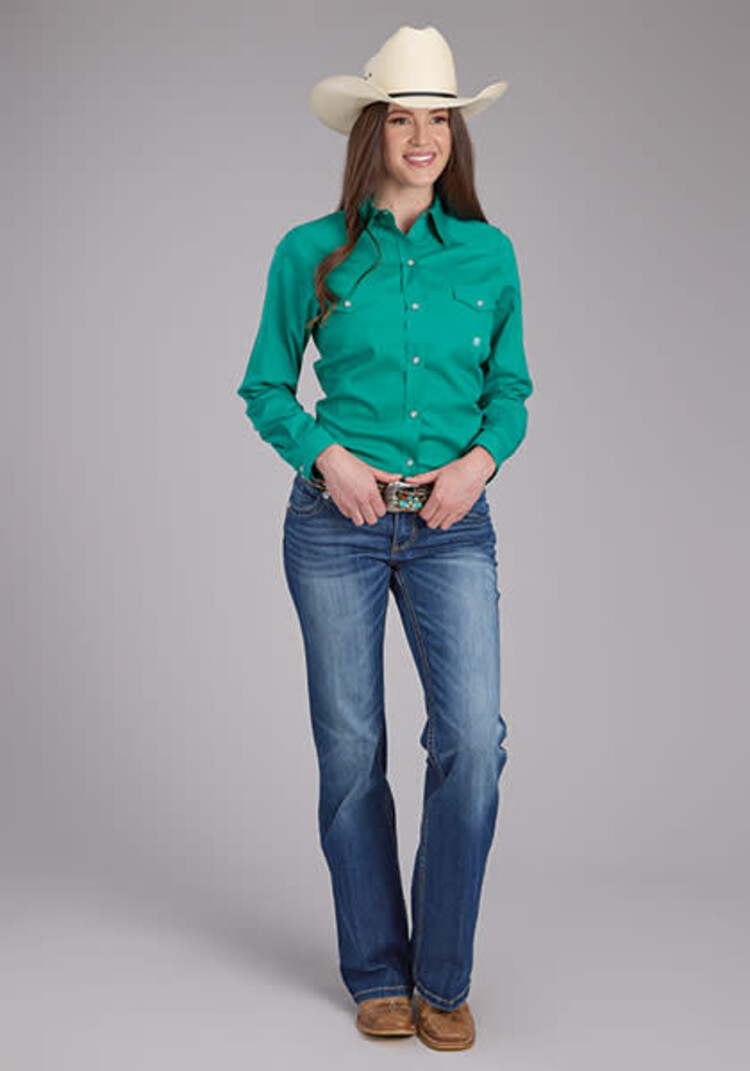 Roper Snap Stretch Poplin Jade Green Shirt