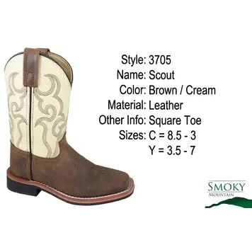 Smoky Mountain Youth Brown and Cream Scout Boot
