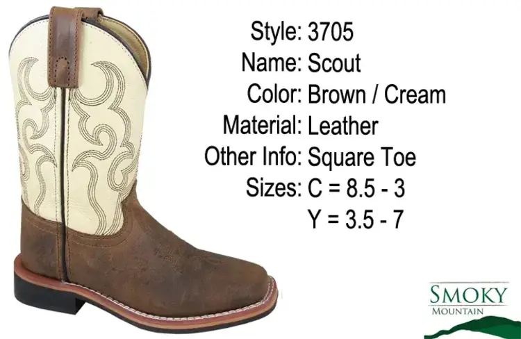 Smoky Mountain Youth Brown and Cream Scout Boot