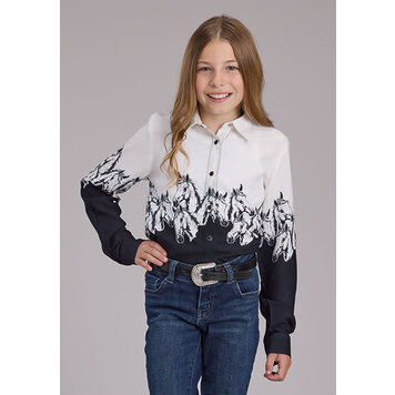 Roper Youth Horses Border Print Snap