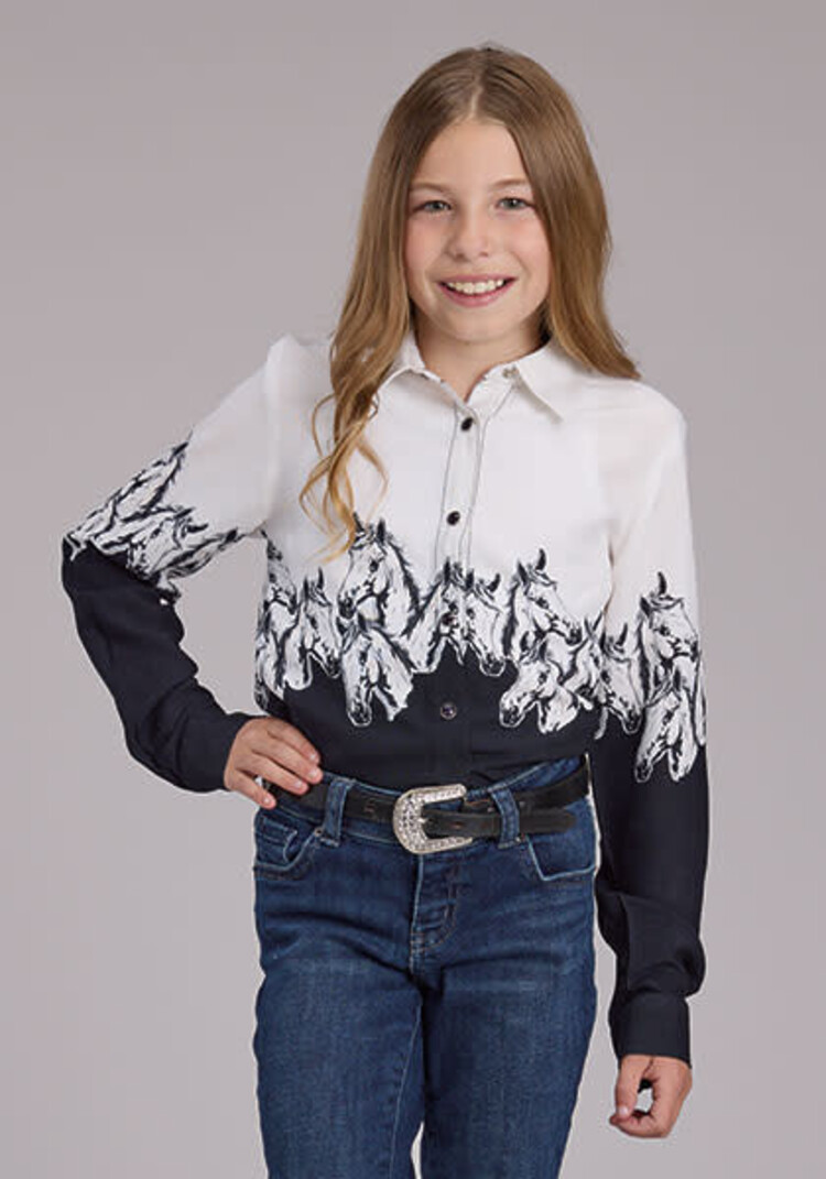 Roper Youth Horses Border Print Snap